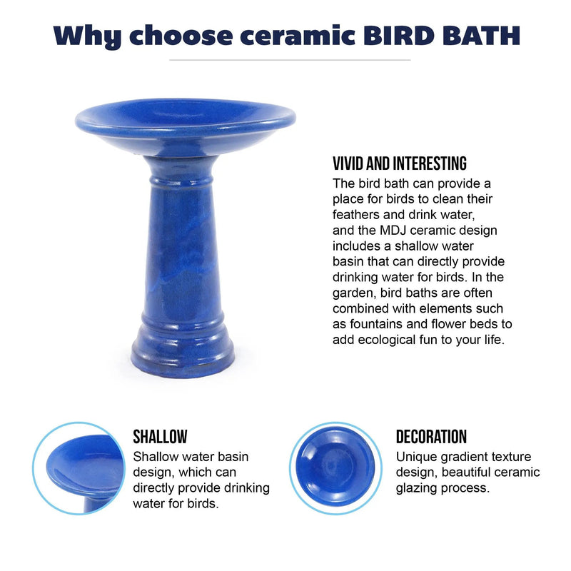 Ceramic Pedestal Bird Bath for Outdoor Garden by HouseOfZazla