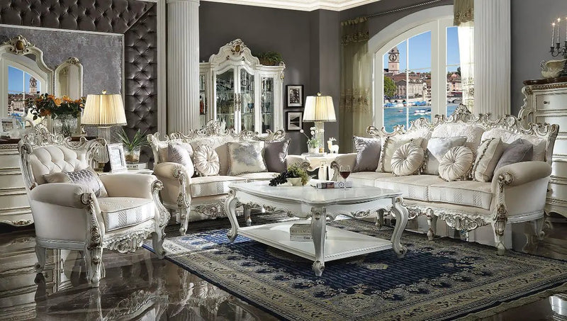 Picardy II - Sofa With 7 Pillows - Fabric & Antique Pearl by Unique Piece Furniture