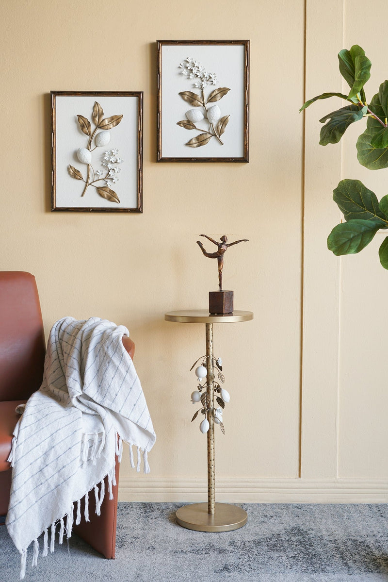 Round Iron Side Table with Botanical Details, photo 10 of 10