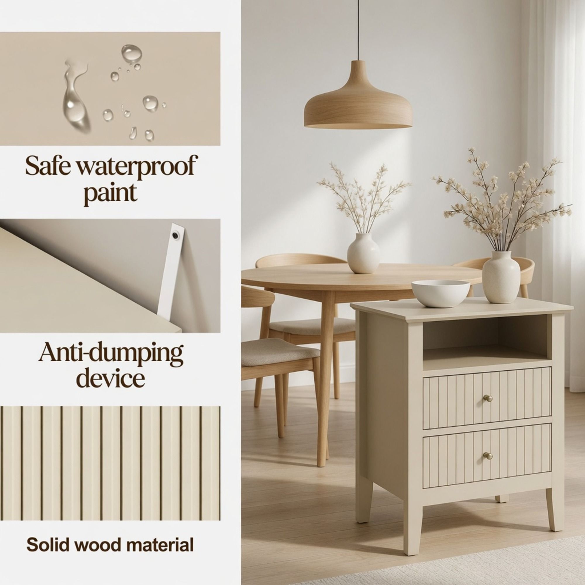 Fluted Nightstand With 2 Drawers by HouseOfZazla