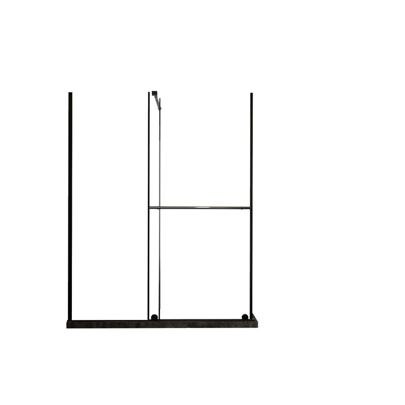 Glass Shower Door, Shower Sliding Door Walk In Shower Screen Dual Usage, 1 / 4" Thick Glass Panel With Stainless Steel Handle, Supporting Bar - Black by HouseOfZazla
