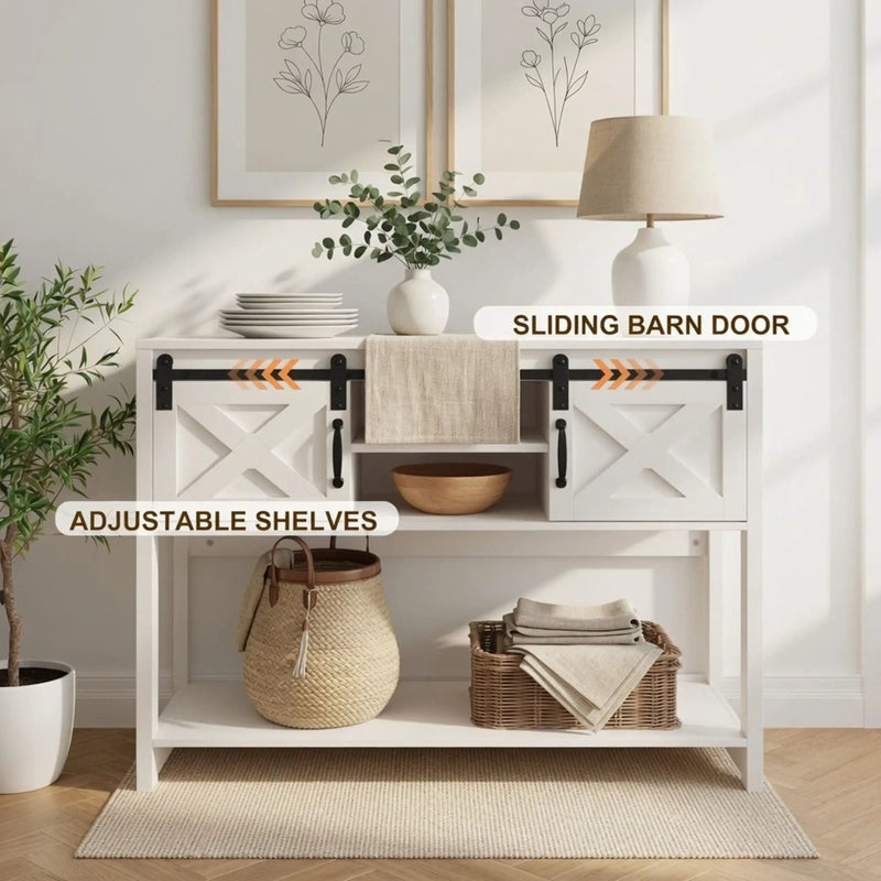 Farmhouse Entryway Table With Sliding Barn Door by HouseOfZazla