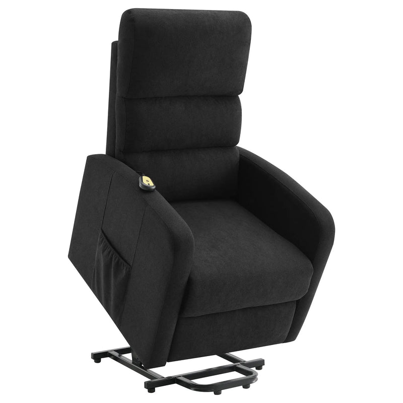 Royston - Upholstered Power Lift Recliner With Remote Comfort - Black by HouseOfZazla