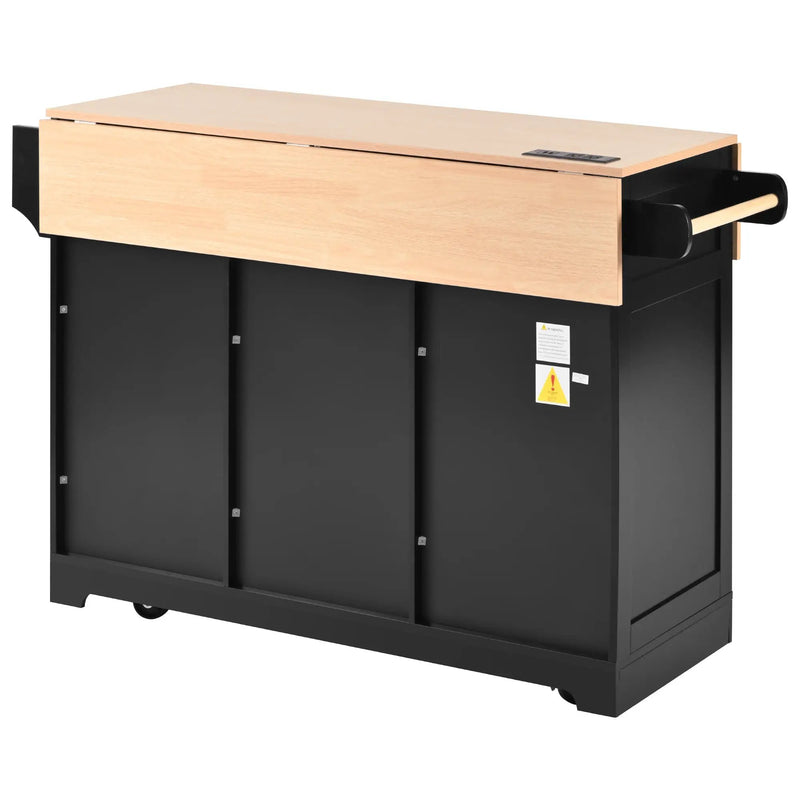 K&K 55.7'' Large Kitchen Island with 2 Drop Leaf by HouseOfZazla