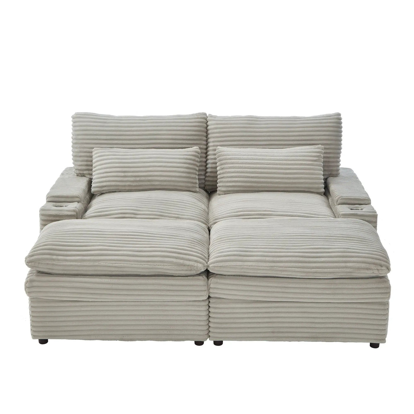 Convertible Loveseat Sofa With Storage, USB Ports, Cup Holders by Unique Piece Furniture