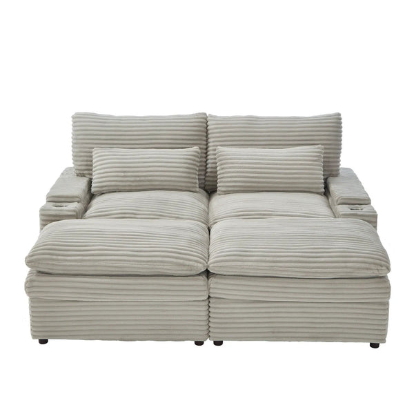 Convertible Loveseat Sofa With Storage, USB Ports, Cup Holders, photo 2 of 10