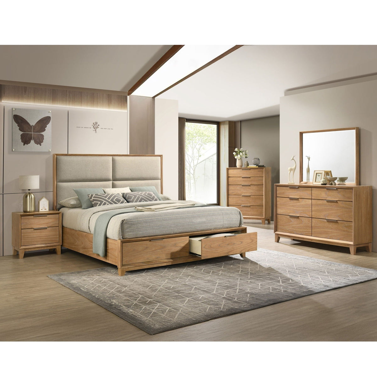 Natural Wood Accent Nightstand with Two Drawers, photo 5 of 6