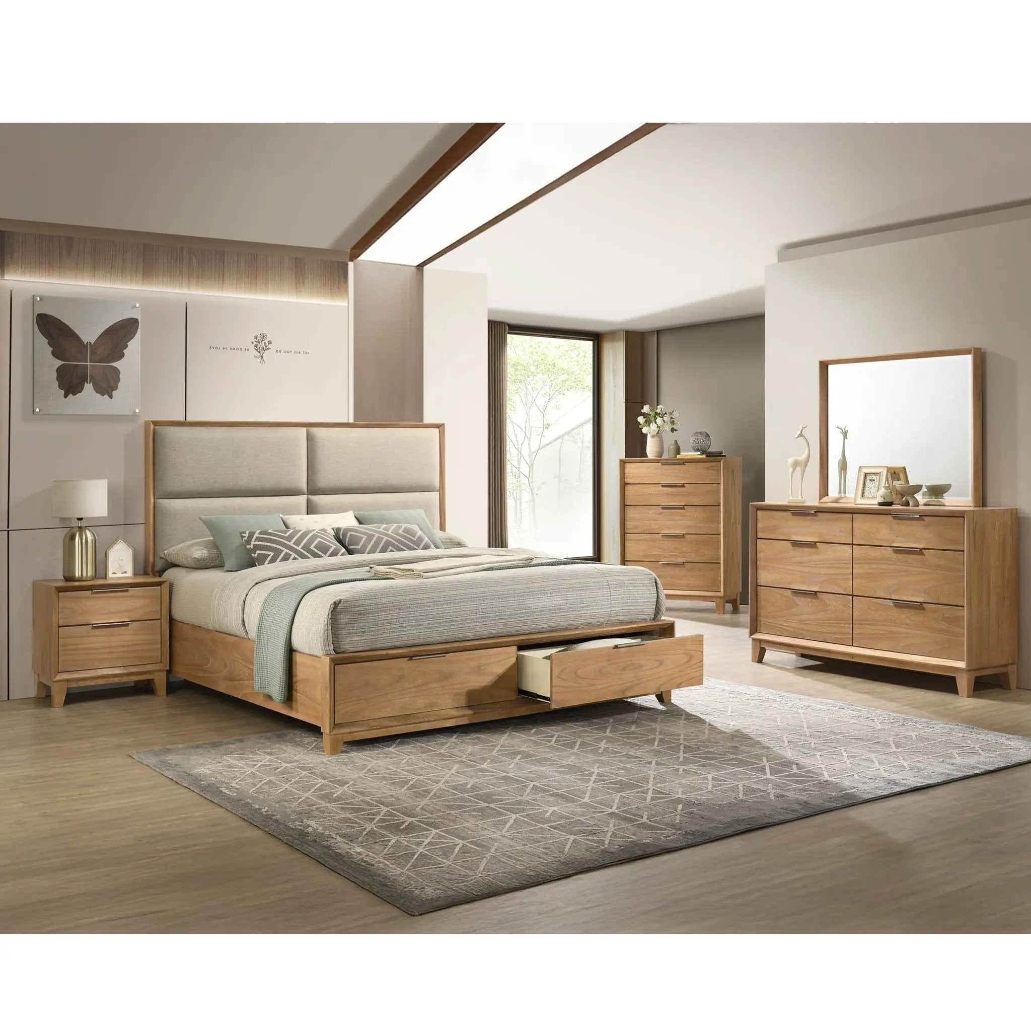 1 Piece 2 Drawer Nightstand - Natural Wood by HouseOfZazla