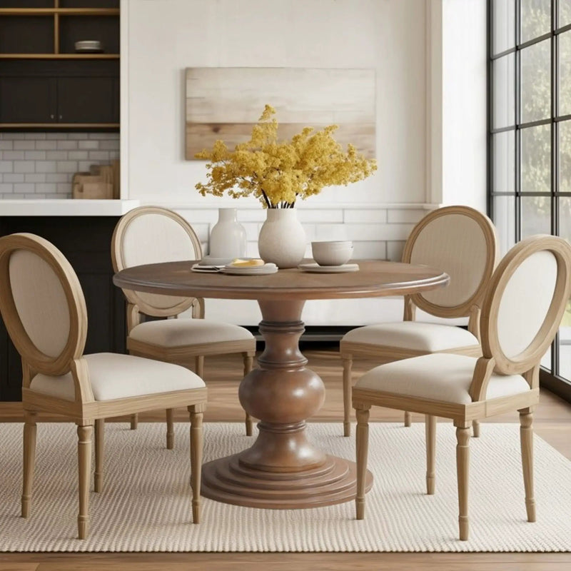 Round Pedestal Dining Table - Walnut by HouseOfZazla