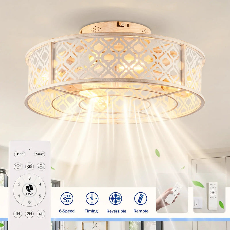20" Flower Style Iron Ceiling Fan With Remote Control by HouseOfZazla