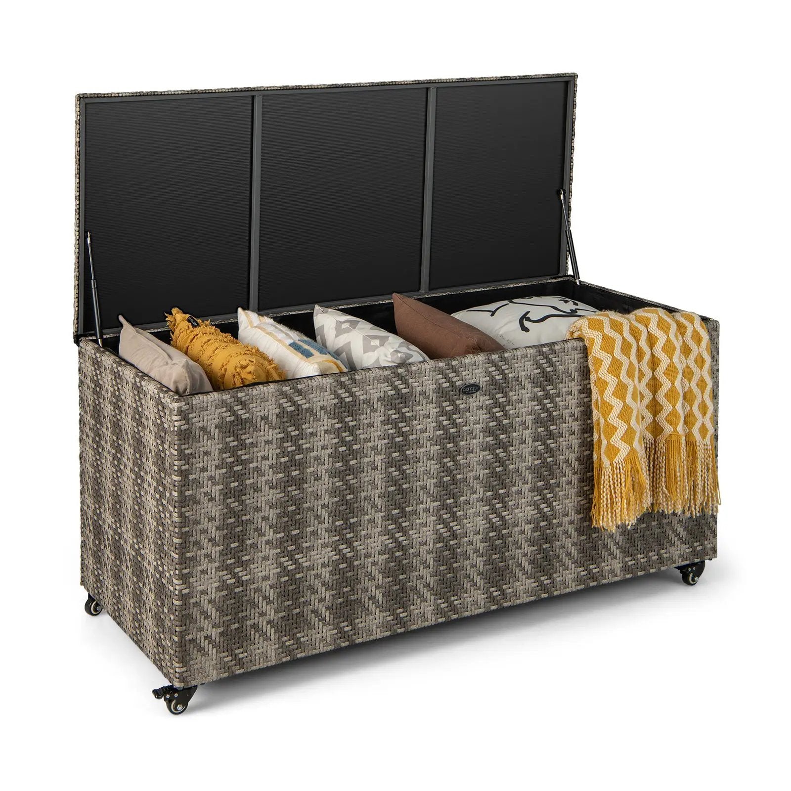 96 Gallon PE Wicker Outdoor Storage Box with 4 Wheels by DirectDeals