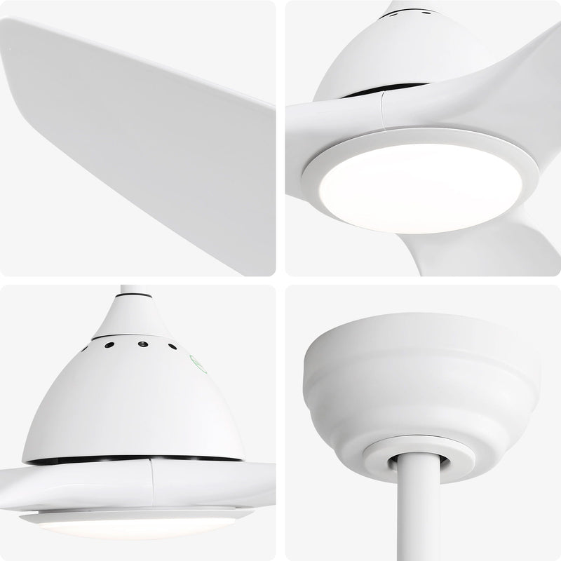 Modern Ceiling Fan with 22W LED Light, DC Motor and Remote Control - White, photo 5 of 9