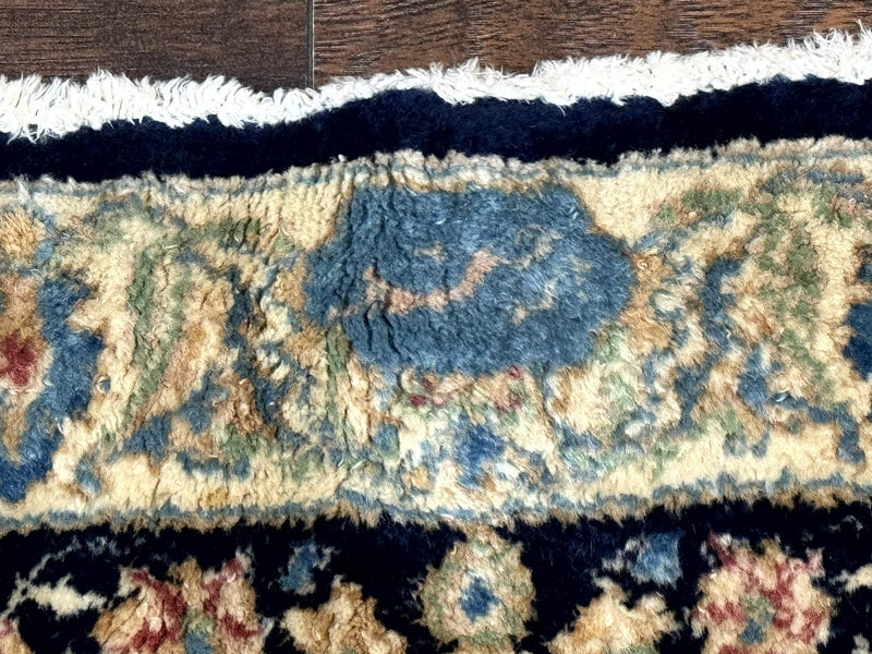 Large Persian Kerman Rug 10x14, Navy Blue and Beige, Floral Medallion, Traditional Elegant Persian Carpet, Signed by Masterweaver by Jewel Rugs