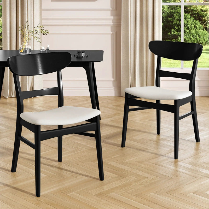 Mid Century Dining Chairs With Cushioned Seats And Wood Frame (Set of 2) by HouseOfZazla