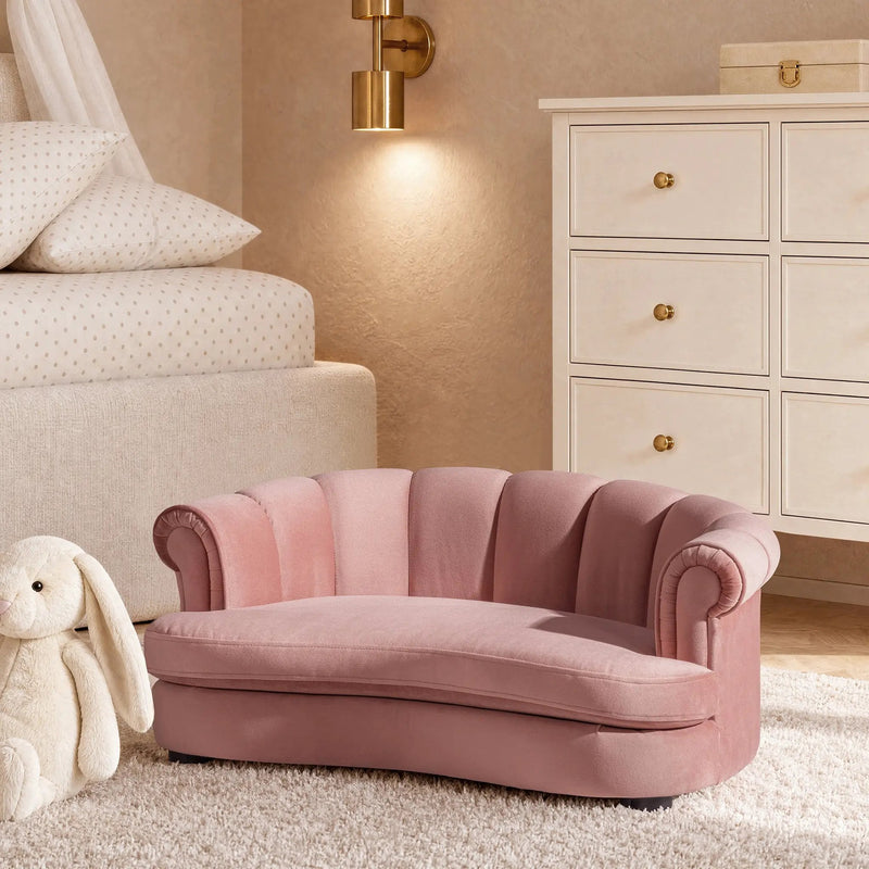 Halle 35.5" Rolled-Arm Dog Bed with Channel-Tufted Back by HouseOfZazla