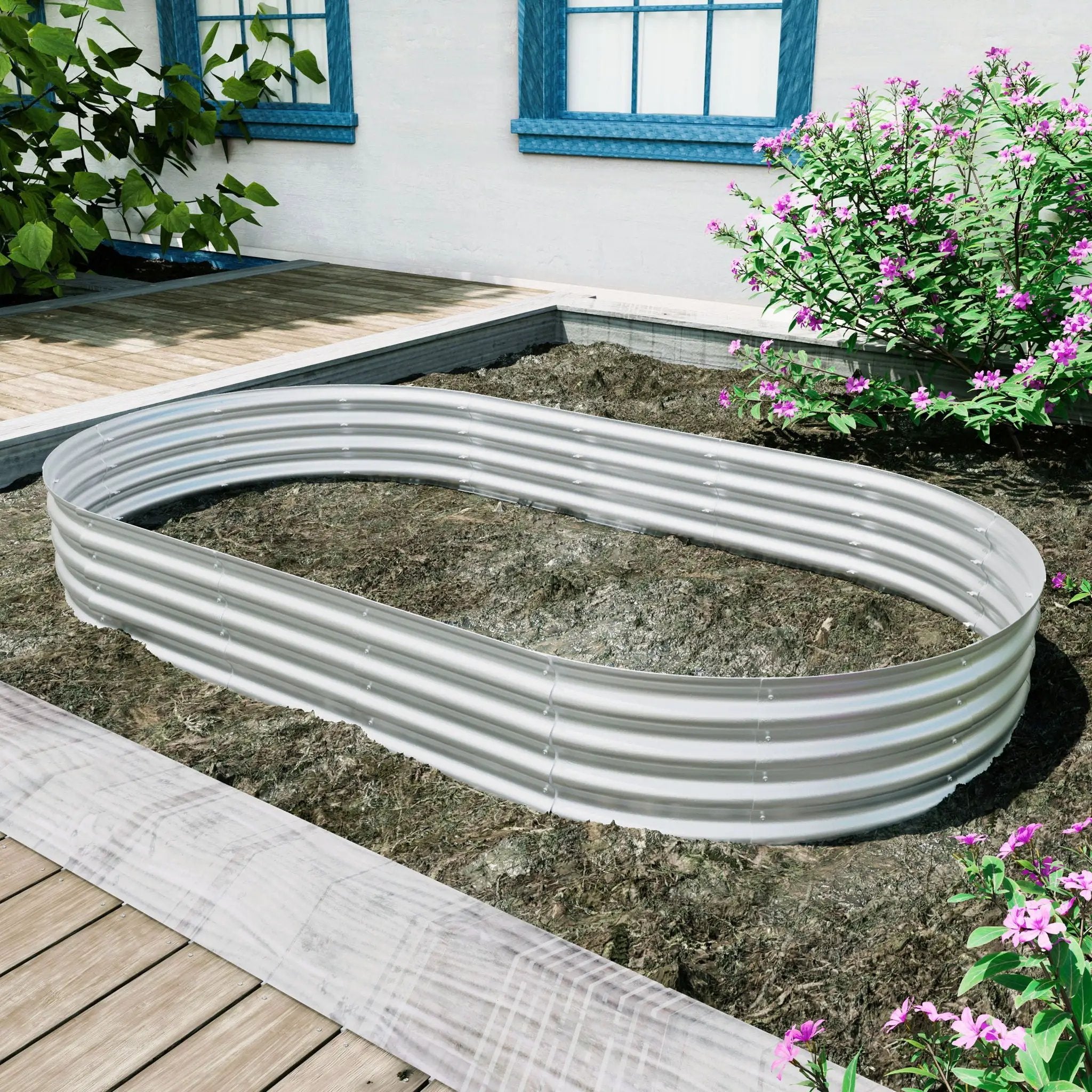 Heavy Duty Galvanized Raised Garden Bed Kit For Vegetables, Flowers & Herbs by HouseOfZazla