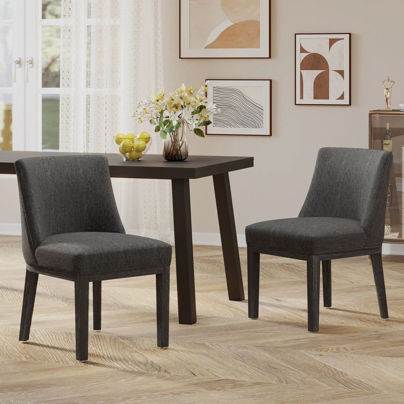 Modern Dining Chair With Durable Fabric Upholstery And Sturdy Wooden Frame (Set of 2) by HouseOfZazla