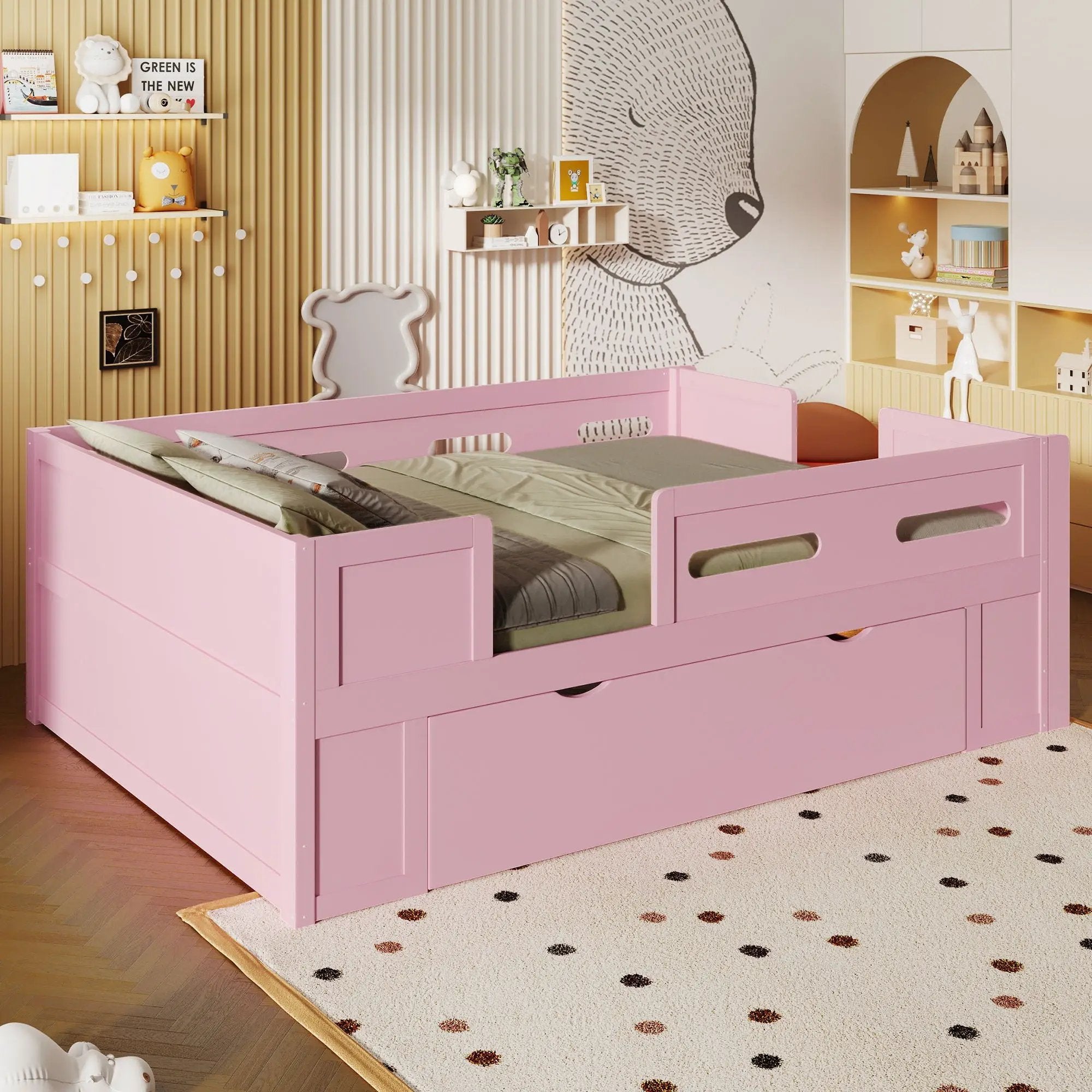 Platform Bed With Guardrail And Drawer by HouseOfZazla
