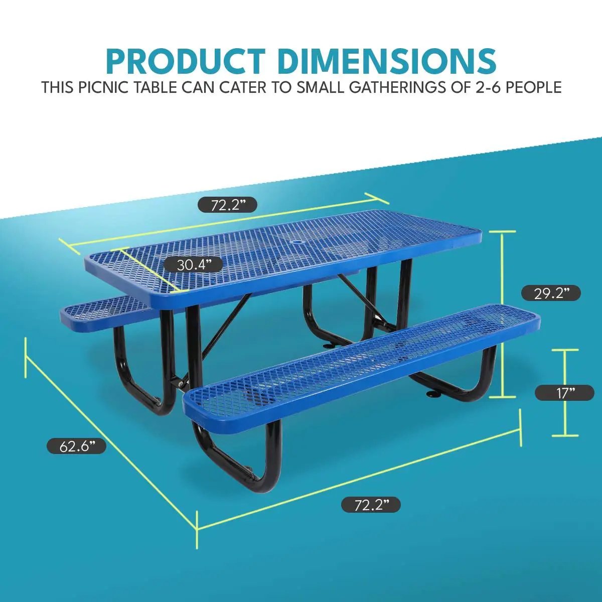 Outdoor Steel Picnic Rectangular Table With Umbrella Pole by Unique Piece Furniture
