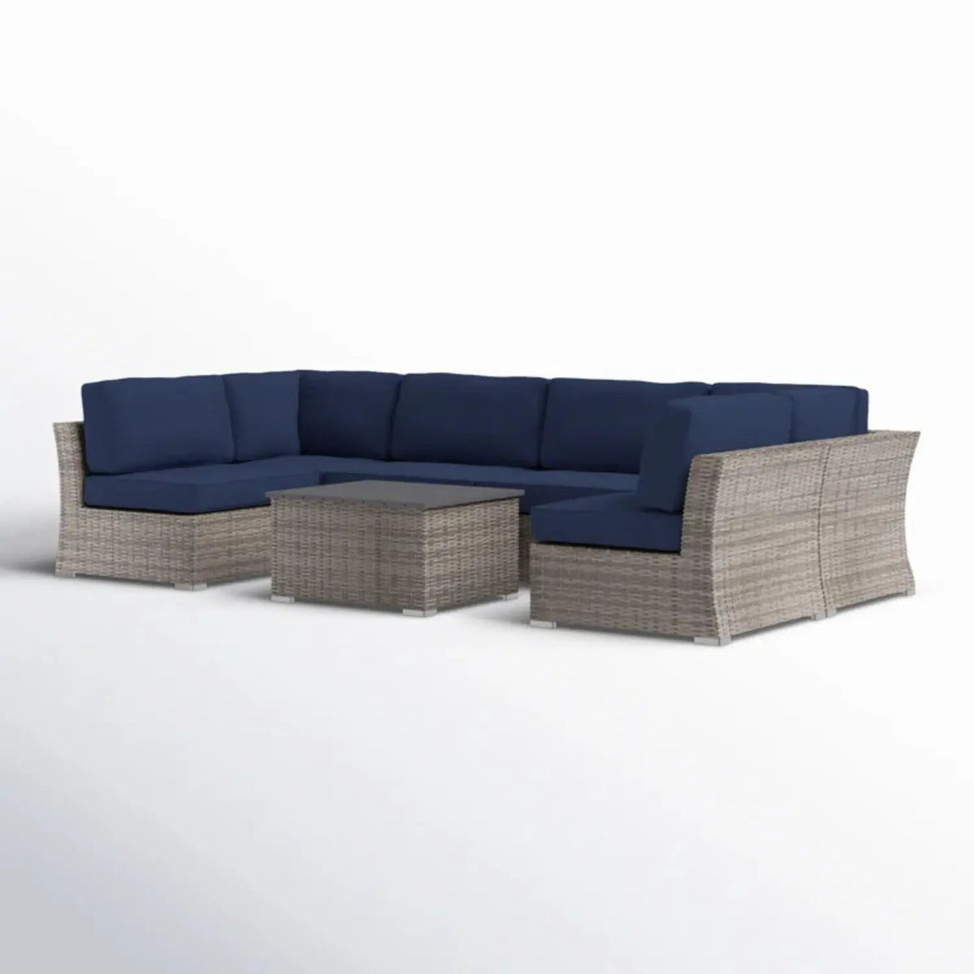Wicker Sectional Sofa With Cushions And Table by Unique Piece Furniture