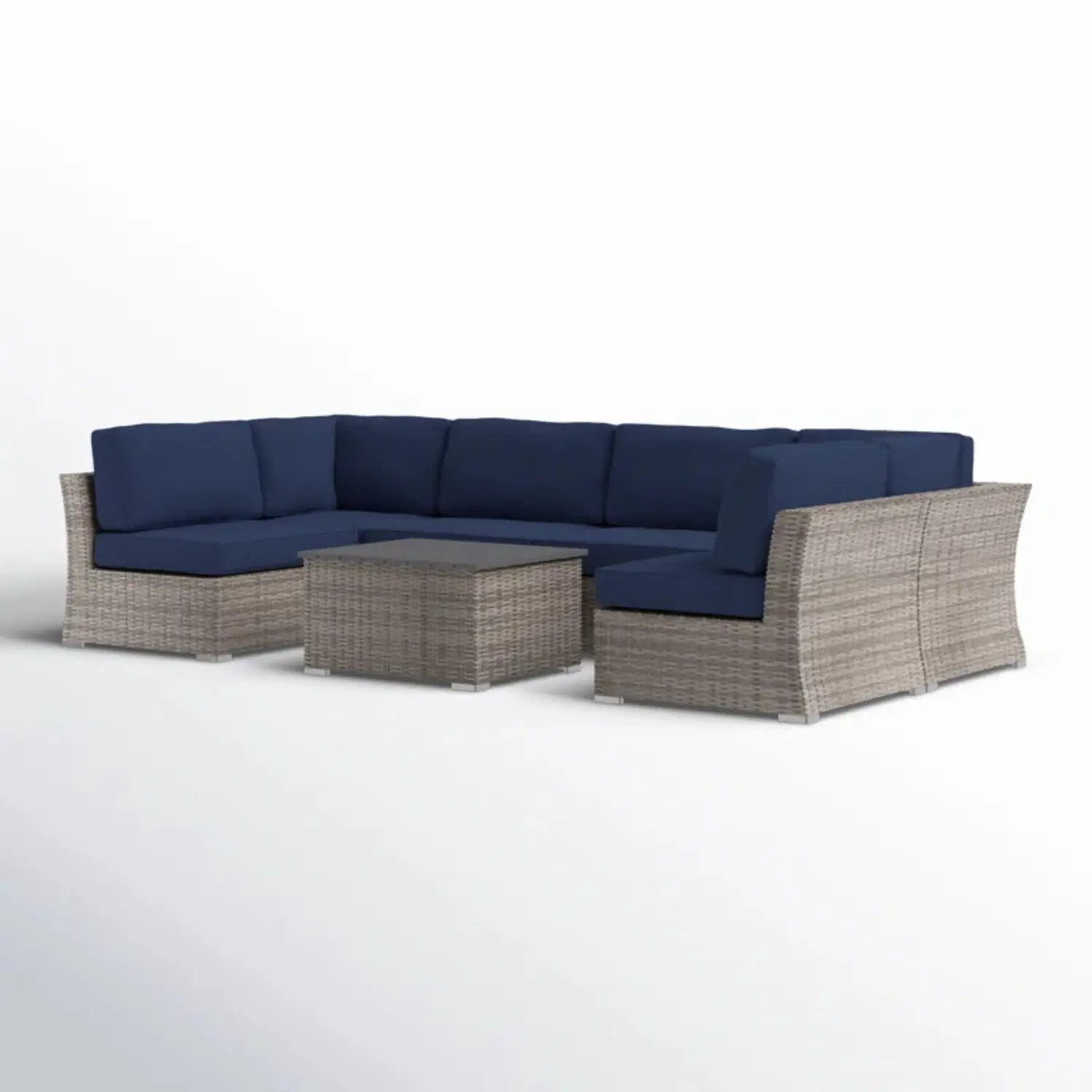 Wicker Sectional Sofa With Cushions And Table by HouseOfZazla
