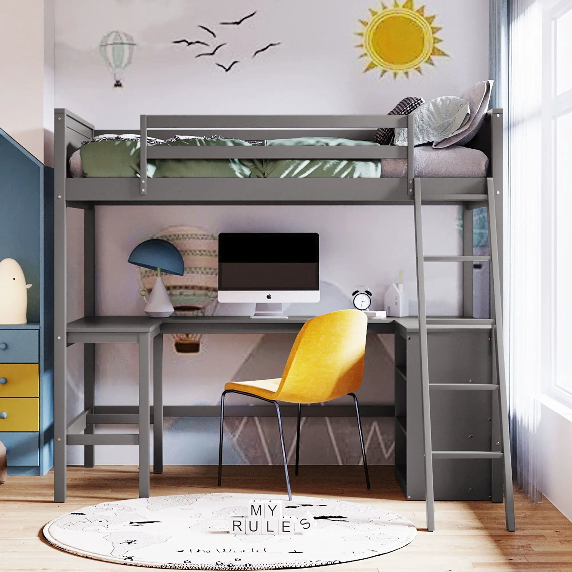 Loft Bed With Shelves With Desk by Unique Piece Furniture