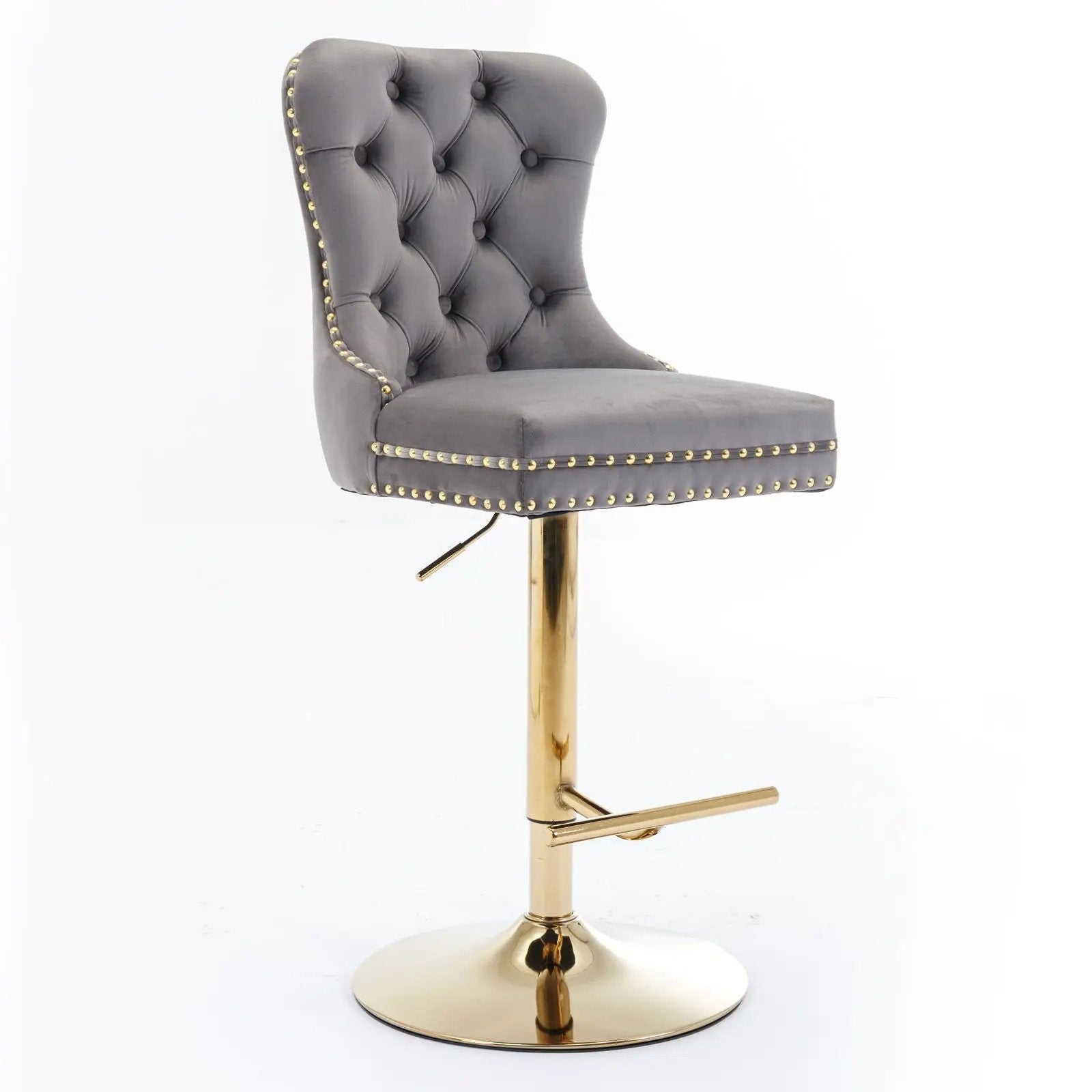 Thick Swivel Barstools Adjusatble Seat Height From 25-33", Modern Upholstered Bar Stools With Backs Comfortable Tufted For Home Pub And Kitchen Island (Set of 2) by Unique Piece Furniture