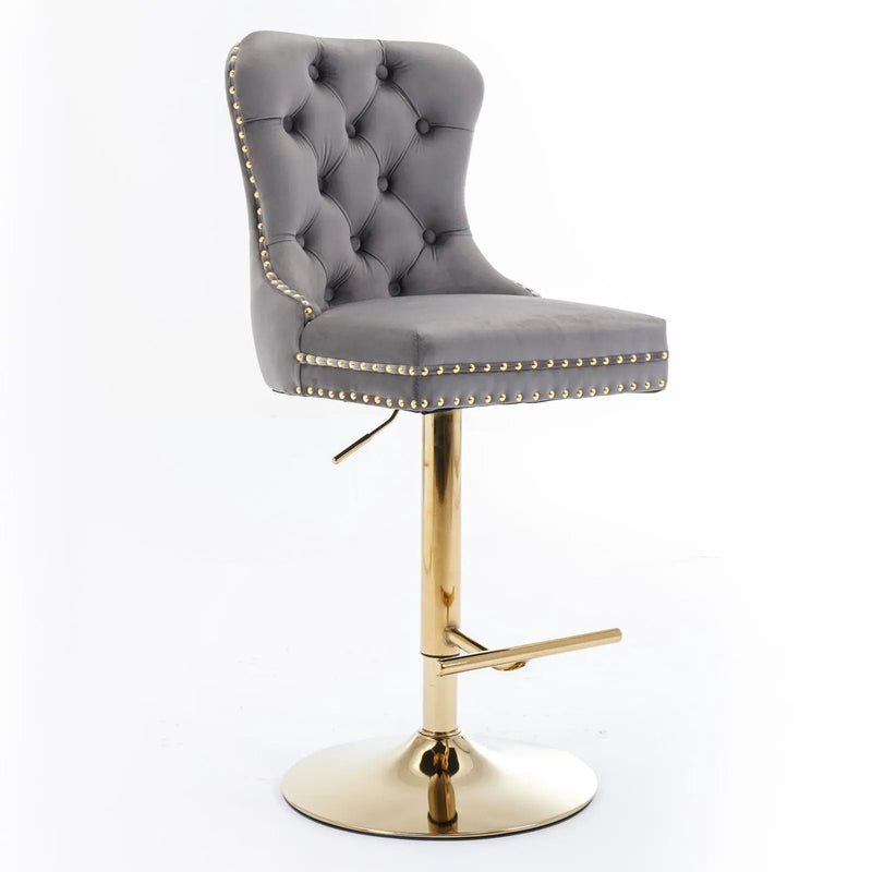 Thick Swivel Barstools Adjusatble Seat Height From 25-33", Modern Upholstered Bar Stools With Backs Comfortable Tufted For Home Pub And Kitchen Island (Set of 2) by Unique Piece Furniture