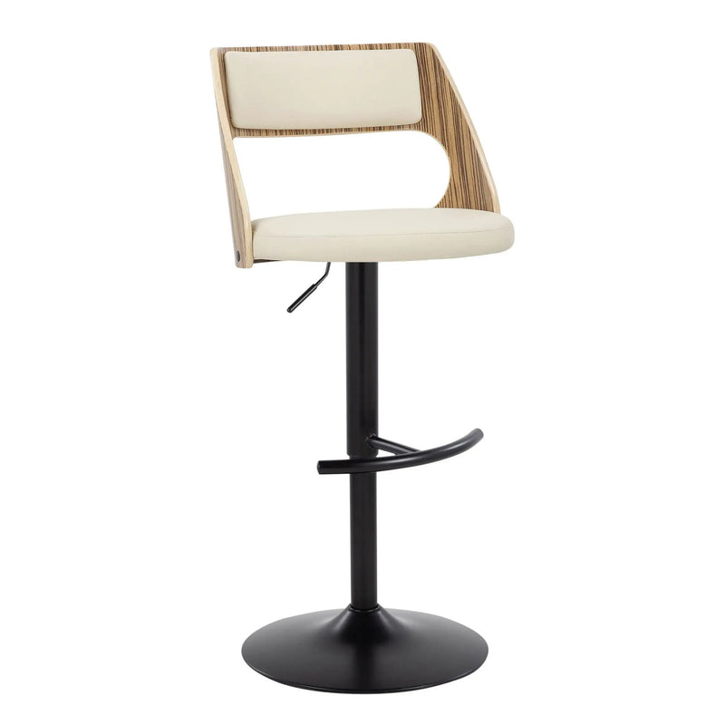 Cecina - Contemporary Adjustable Barstool With Swivel With Rounded T Footrest (Set of 2) - Black / Zebra / Cream by Unique Piece Furniture