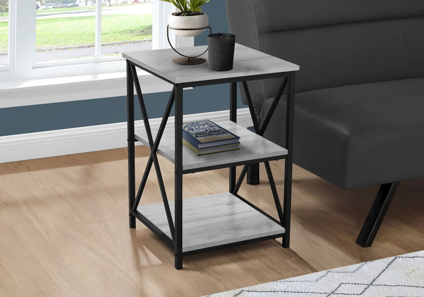 3 Tier Accent Table, Side Marble Look Contemporary & Modern by Unique Piece Furniture