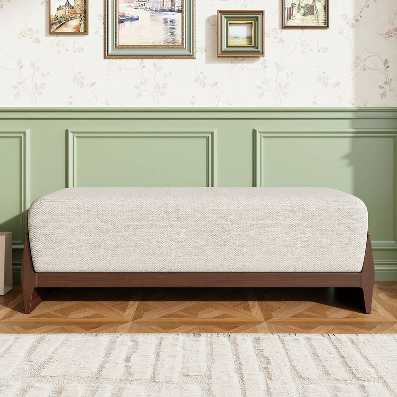 Bench With Thick Soft Cushions For 3 People - Brown / Beige by HouseOfZazla