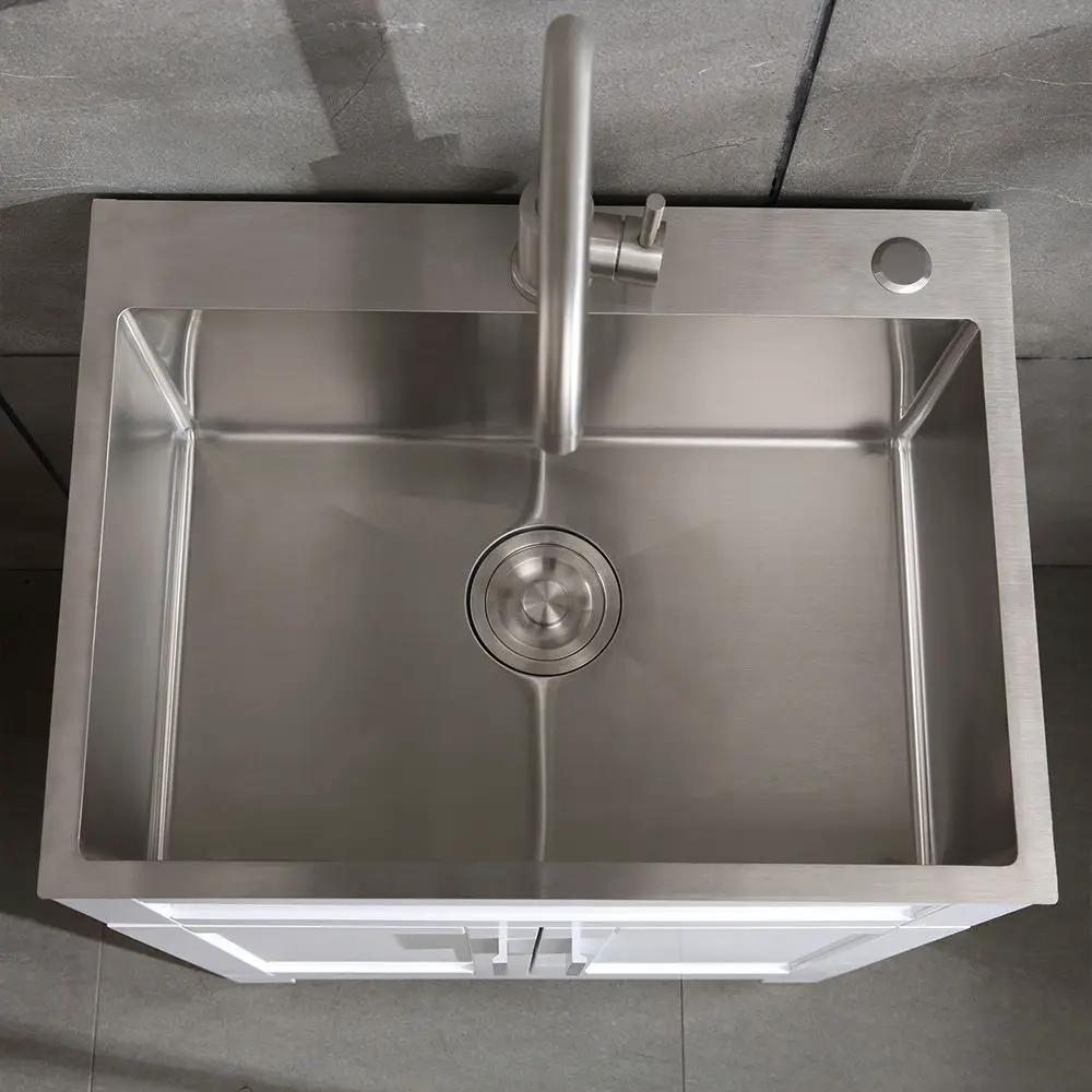 24" Stainless Steel Washing Sink With Faucet Hoses And Drain Head Only (Update) - Silver by HouseOfZazla