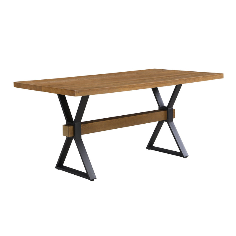 Farmhouse Style X Shaped Legs Dining Table With Moulded Details - Brown by HouseOfZazla