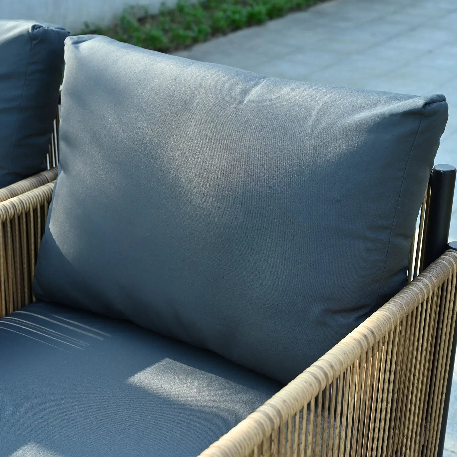New Comming Outdoor Brown PE Wicker Sofa Set - 2 Pieces with Grey Cushions by HouseOfZazla