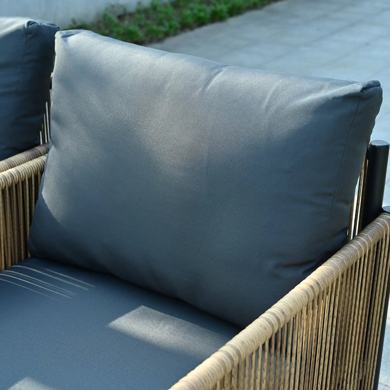 New Comming Outdoor Brown PE Wicker Sofa Set - 2 Pieces with Grey Cushions by HouseOfZazla