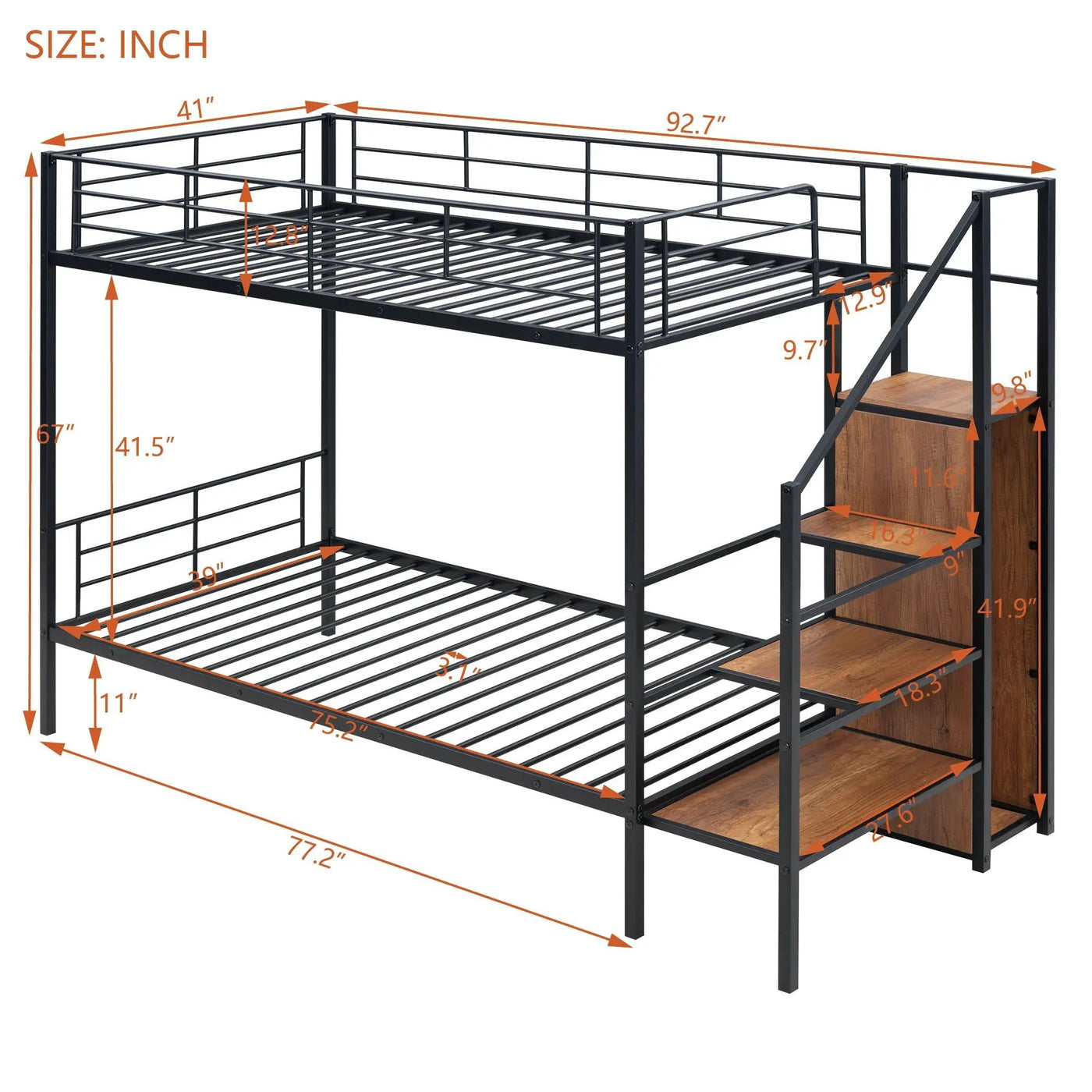Bunk Bed With Lateral Storage Ladder And Wardrobe by HouseOfZazla