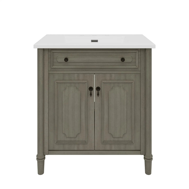 Vintage Bathroom Vanity With Sink, Rustic Cabinet With Soft Close Doors by HouseOfZazla