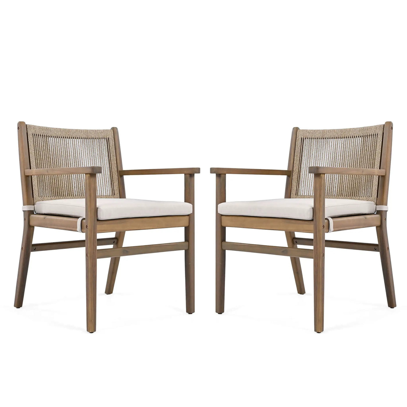 Outdoor Acacia Wood Patio Dining Armchair (Set of 2) by HouseOfZazla