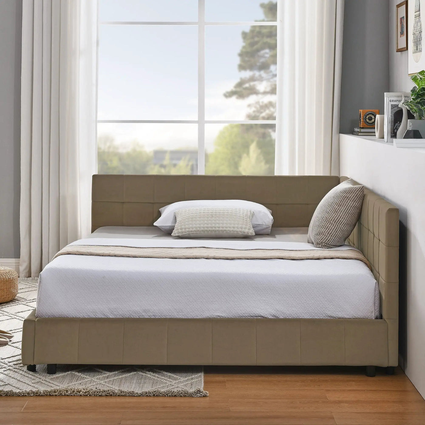 Upholstered Bed Frame With Tufted Backrest And Armrests by HouseOfZazla