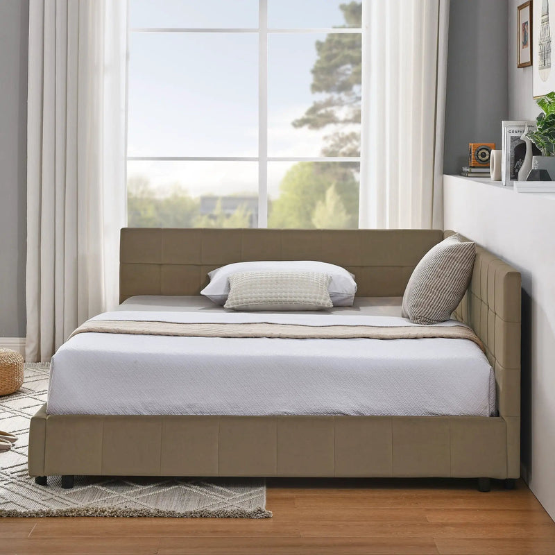 Upholstered Bed Frame With Tufted Backrest And Armrests by Unique Piece Furniture