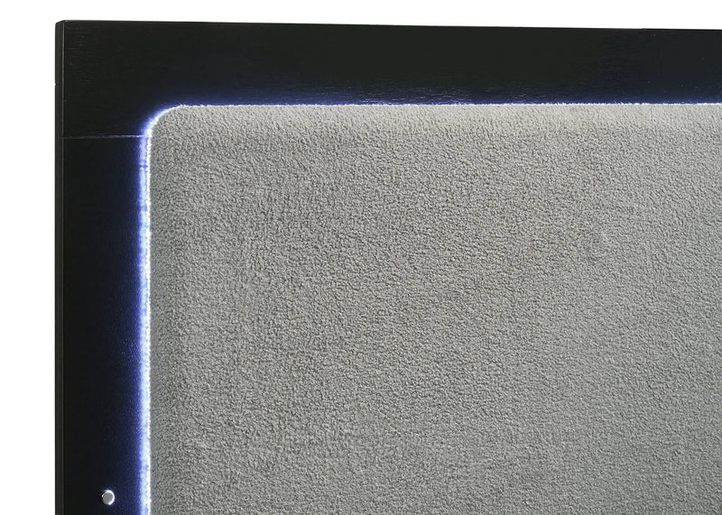 Caraway Wood Eastern King LED Panel Bed Black by Unique Piece Furniture