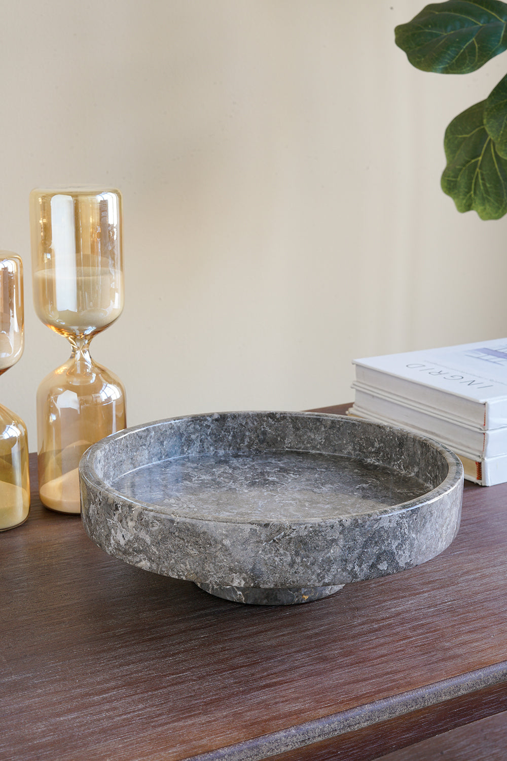 Marble Pedestal Plate with Sturdy Base - Gray, photo 6 of 10
