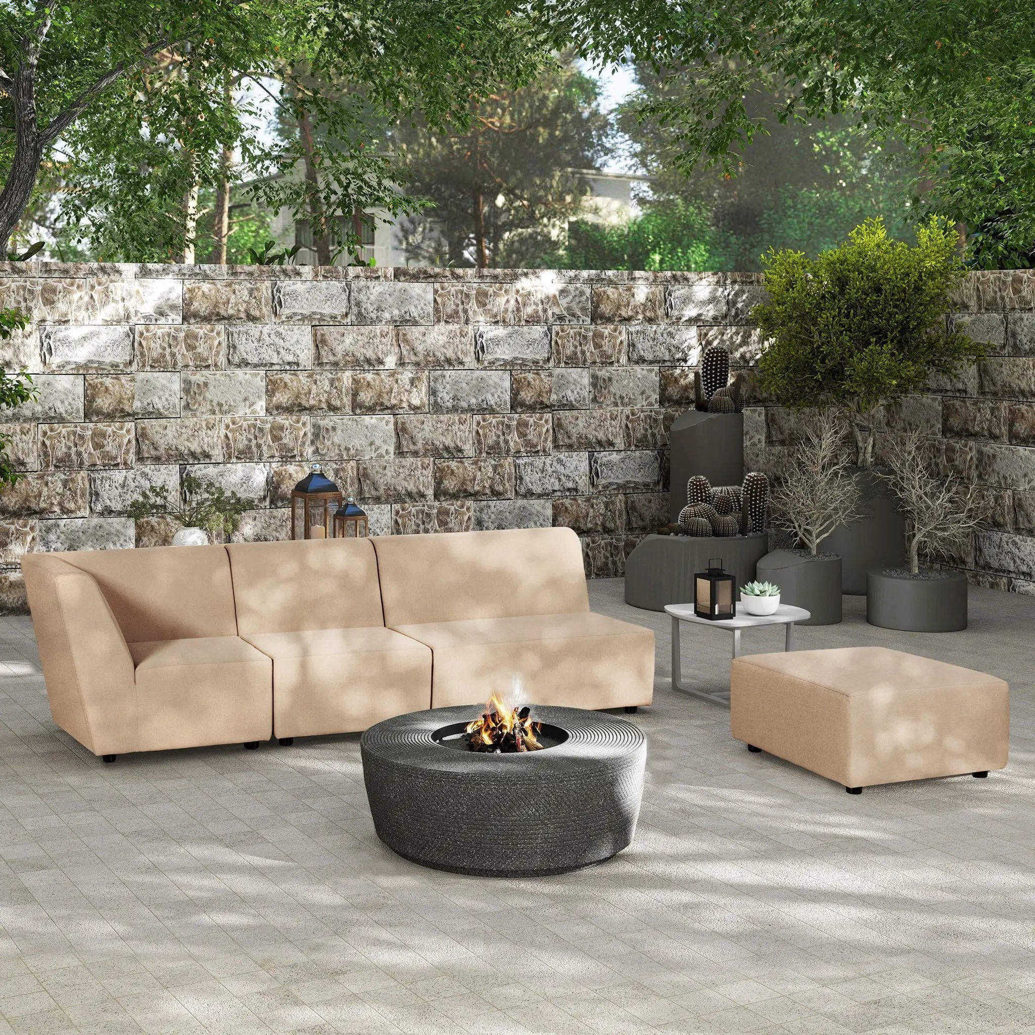 Cleo - Modular Upholstered Deep Seating Patio Corner Chair Axroma Olefin by HouseOfZazla
