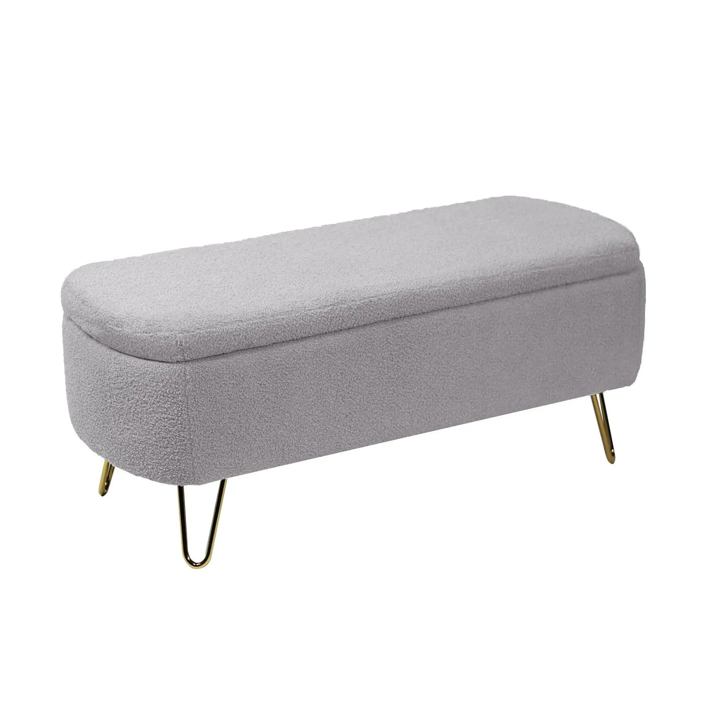 Storage Ottoman Bench For End Of Bed Legs, Modern Camel Faux Fur Entryway Bench Upholstered Padded With Storage For Living Room Bedroom by HouseOfZazla