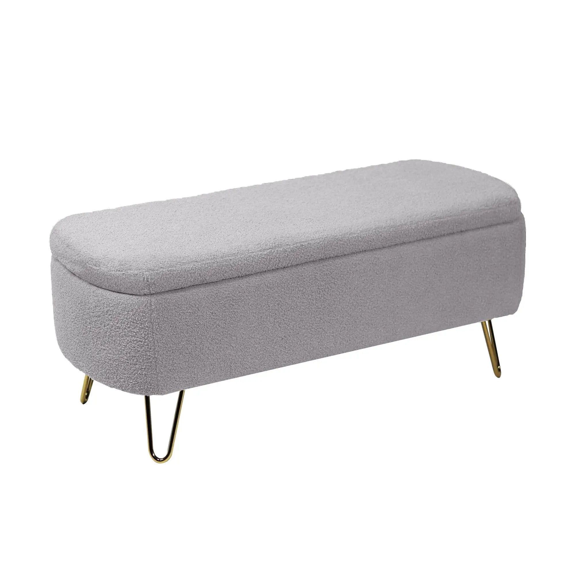 Storage Ottoman Bench For End Of Bed Legs, Modern Camel Faux Fur Entryway Bench Upholstered Padded With Storage For Living Room Bedroom by Unique Piece Furniture