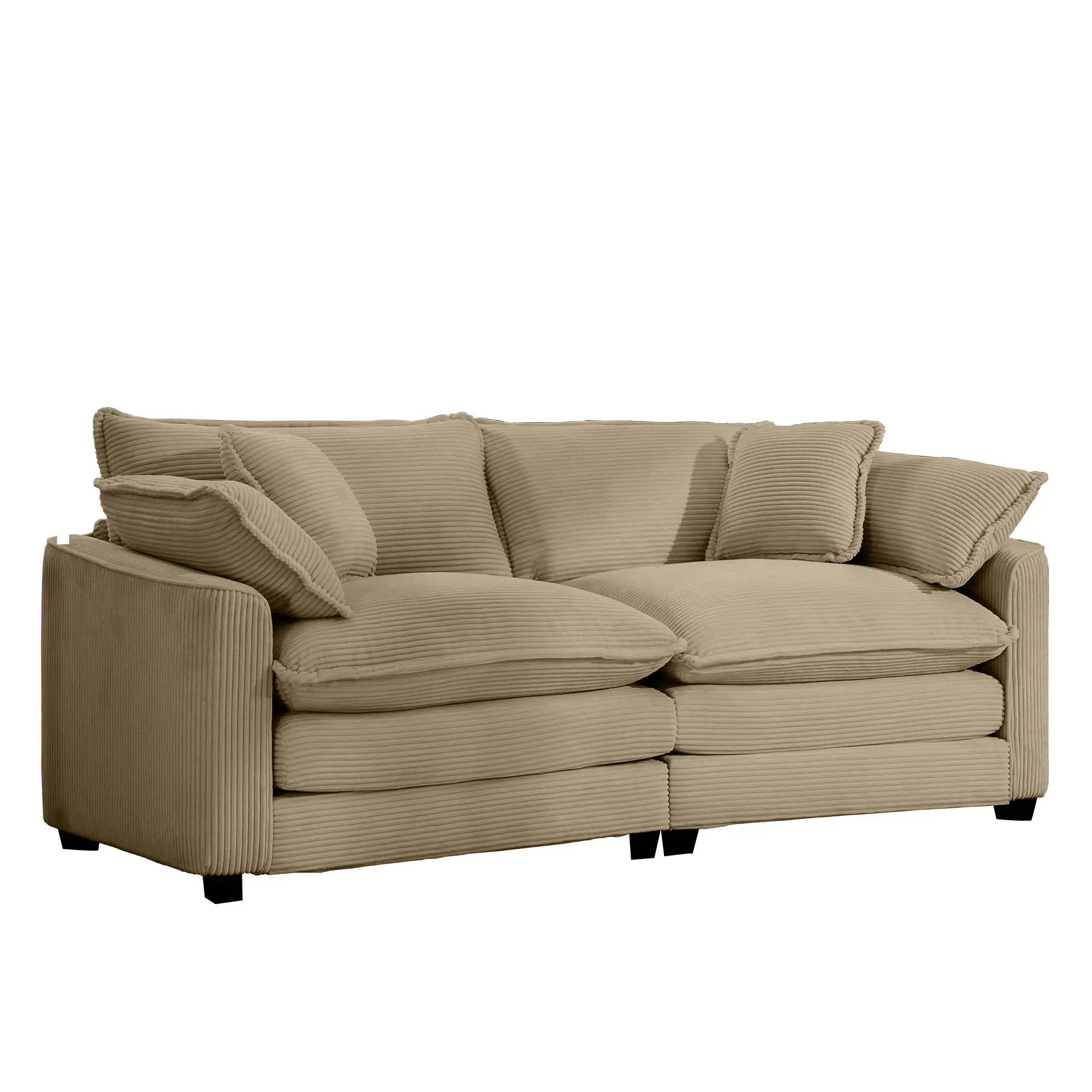 Modern 2 Seater With 4 Pillows, Upholstered Deep Seating Loveseat by HouseOfZazla