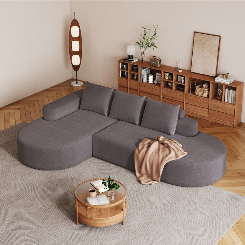 Modern Curved Sofa, L-Shaped Modular Sectional Set With 3 Pillows by HouseOfZazla
