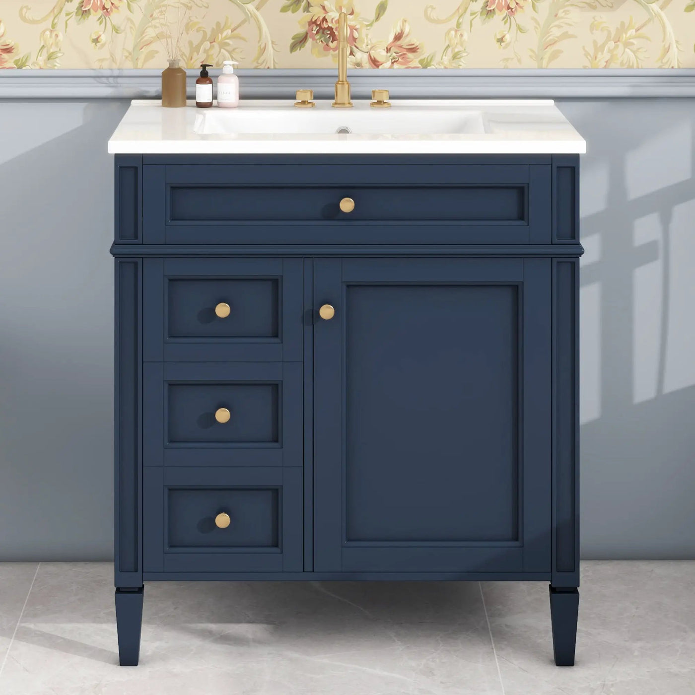 Bathroom Vanity With 2 Drawers and Tip-Out Storage Cabinet by HouseOfZazla