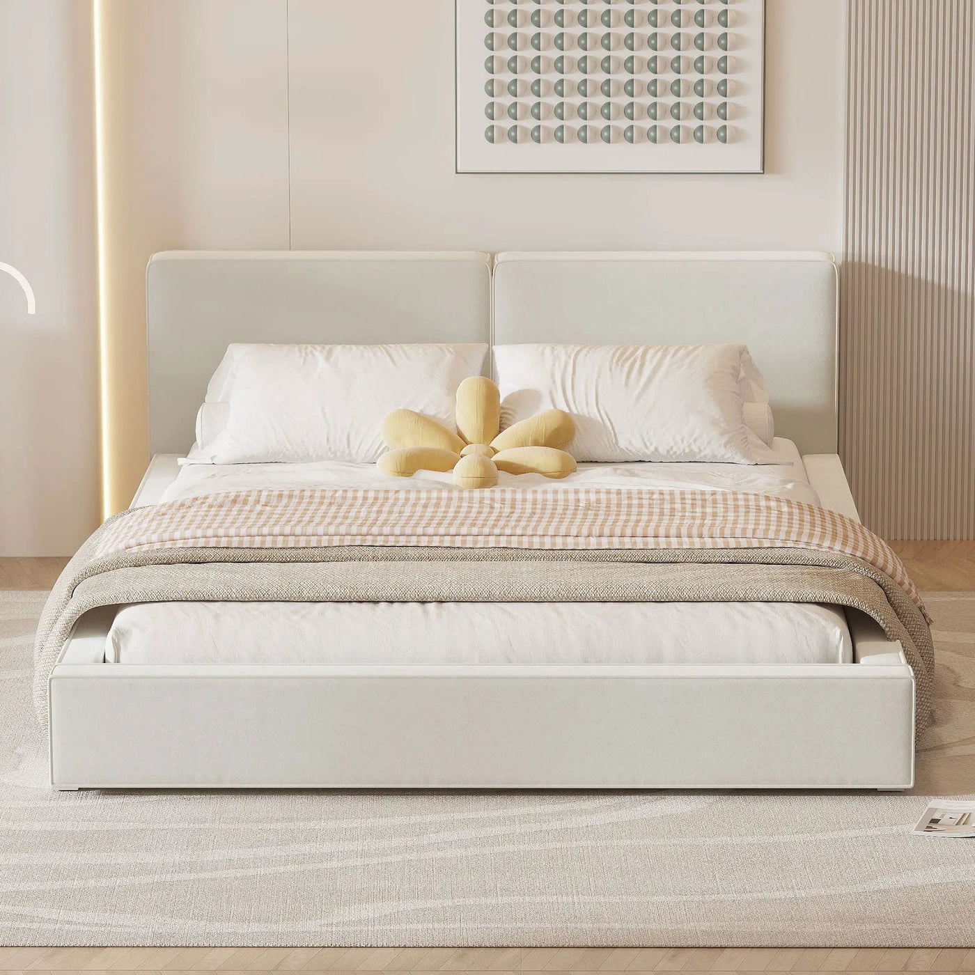 Upholstered Platform Bed, Grounded Bed With Solid Frame by HouseOfZazla