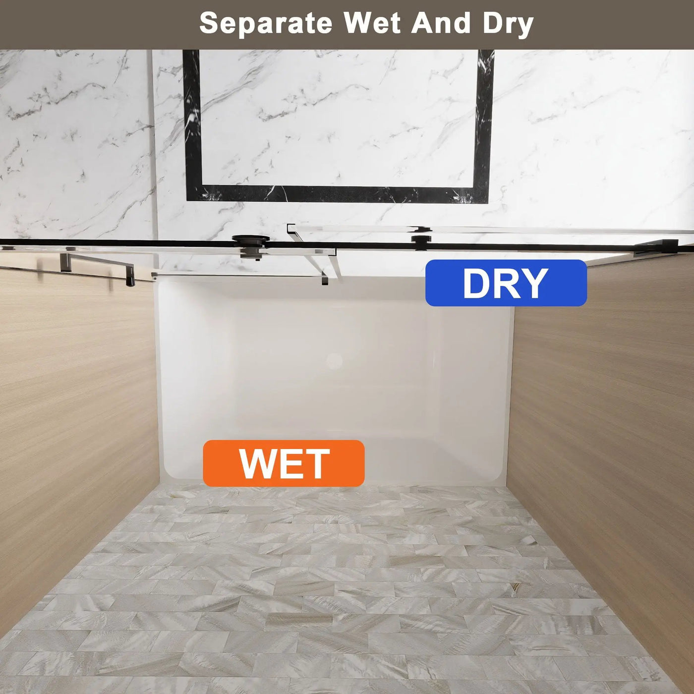 Frameless Single Sliding Shower Door, Square Tube Track by HouseOfZazla